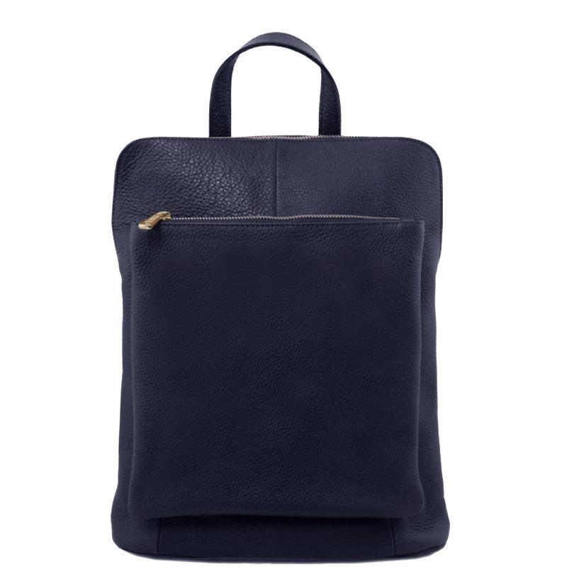 Soft Navy Pebbled Leather Backpack – Elegant & Functional by Sostter at brixbailey.com
