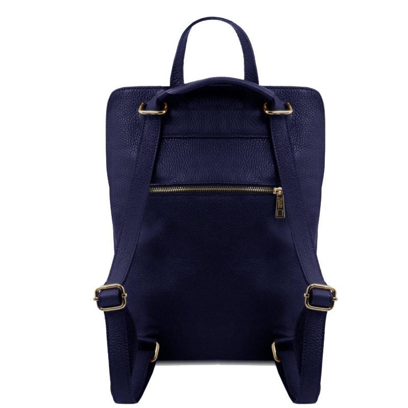 Soft Navy Pebbled Leather Backpack – Elegant &amp; Versatile by Sostter at brixbailey.com