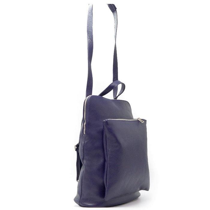Navy Pocket Ethical Leather Backpack