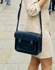 Handmade Leather Satchel - Navy Blue