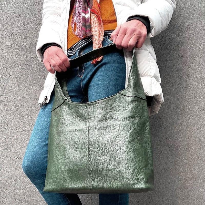 Navy Soft Pebbled Leather Hobo Bag - Brix + Bailey