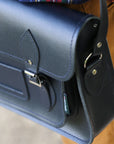 Handmade Leather Satchel - Navy Blue