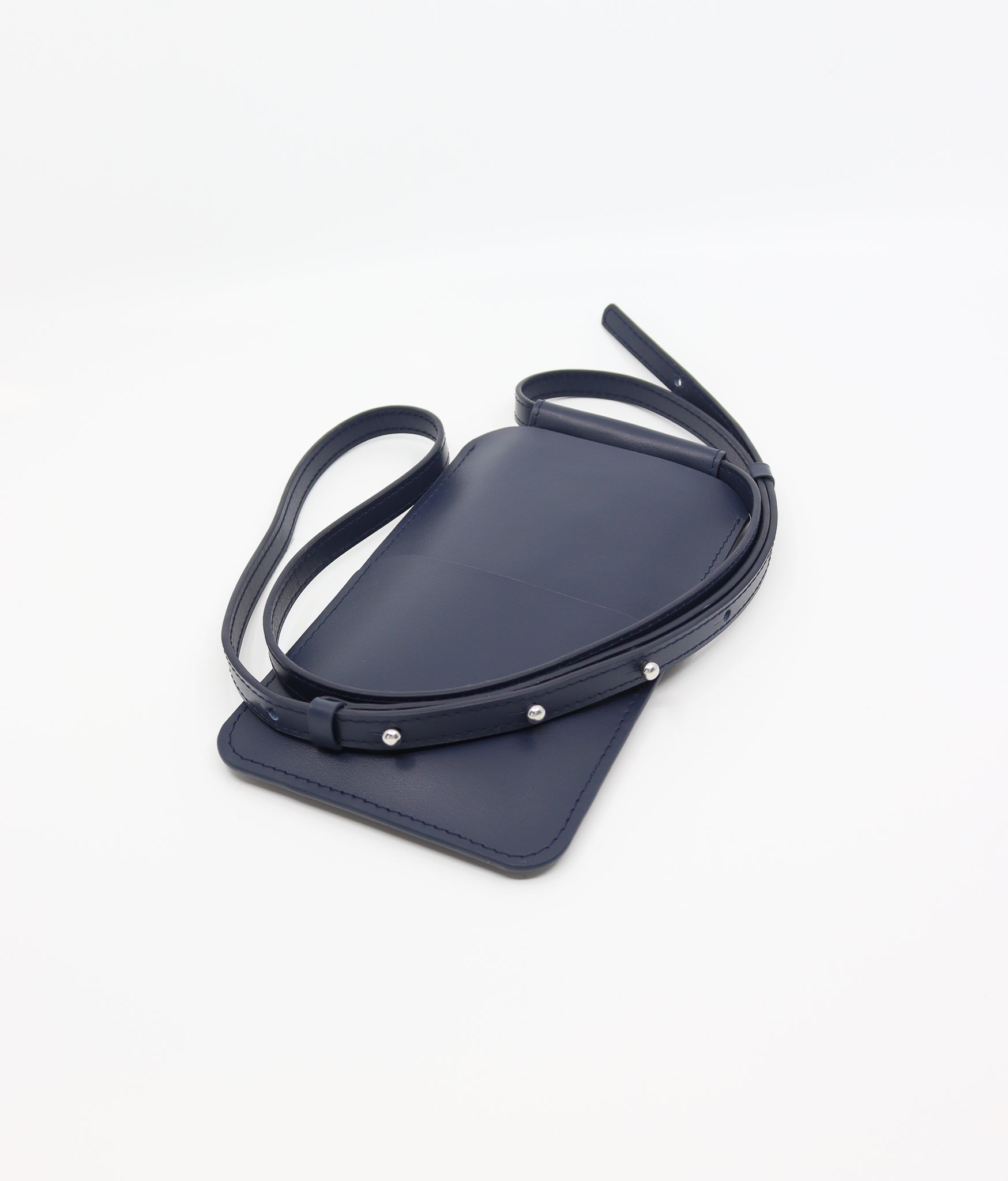 Navy Leather Phone Crossbody Bag