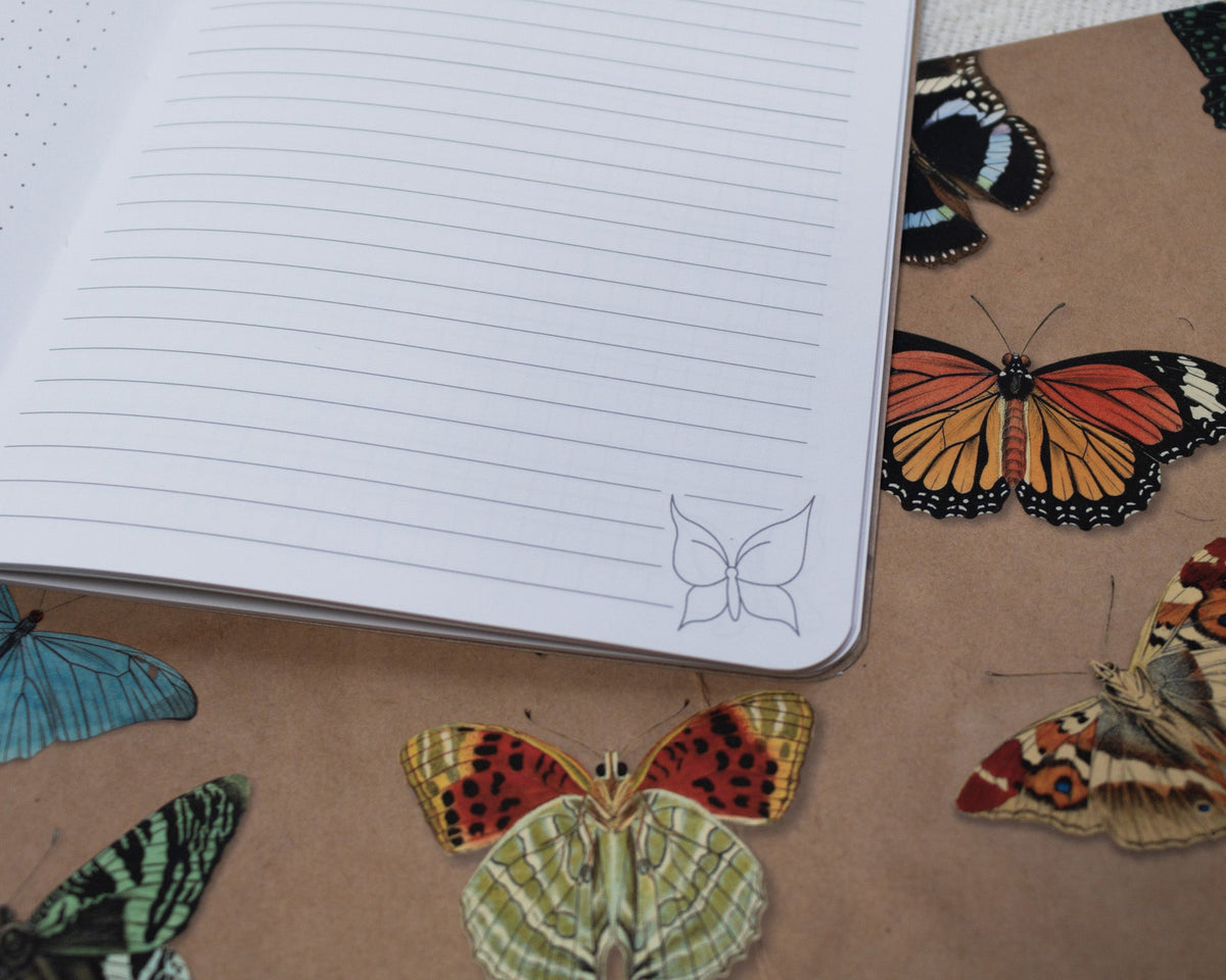 A5 Handmade Notebook with Vintage Butterfly Design