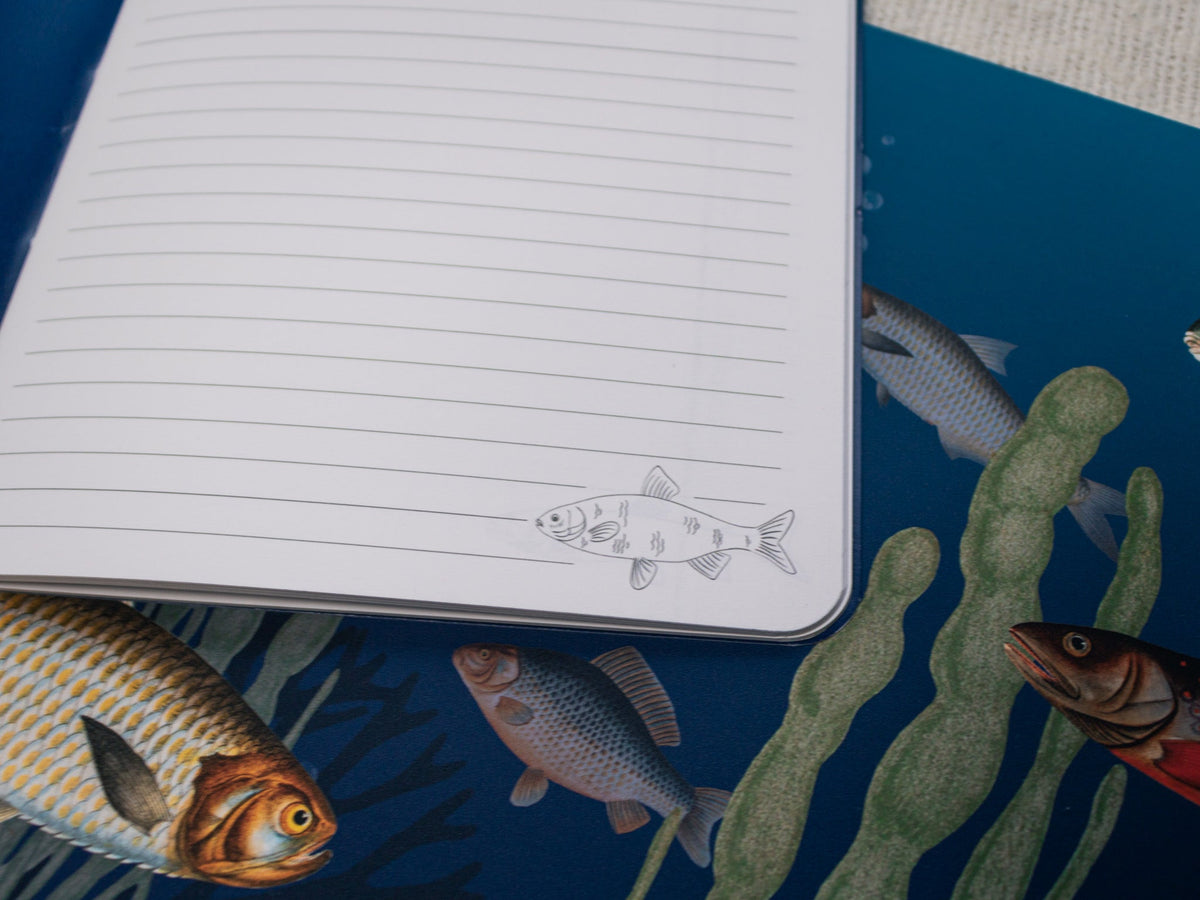 A5 &amp; A6 Handmade Notebook with Vintage Fish Design