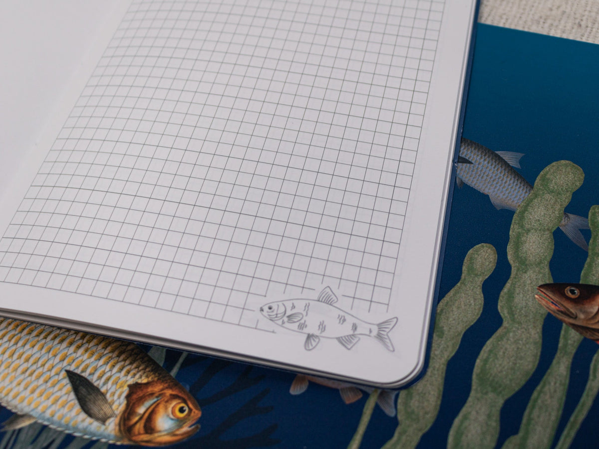 A5 &amp; A6 Handmade Notebook with Vintage Fish Design