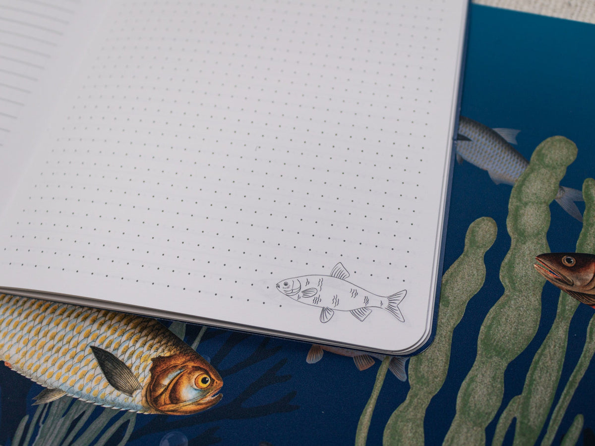 A5 &amp; A6 Handmade Notebook with Vintage Fish Design