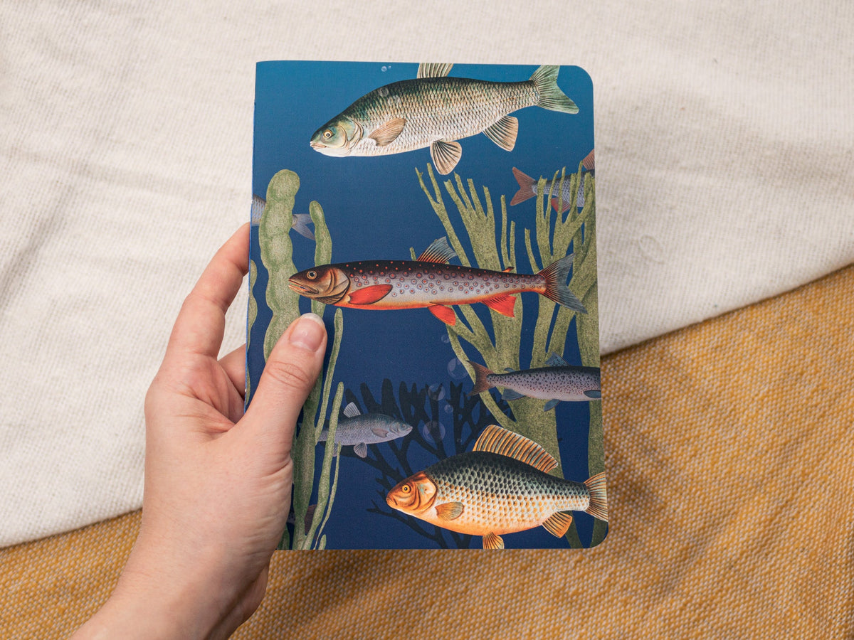 A5 &amp; A6 Handmade Notebook with Vintage Fish Design
