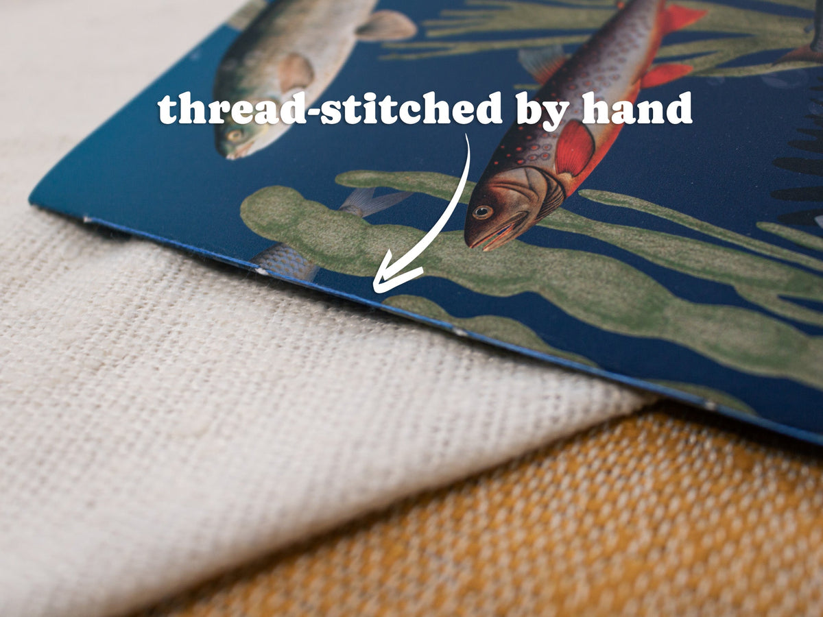 A5 &amp; A6 Handmade Notebook with Vintage Fish Design