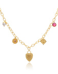 Janus Gold Charm Necklace: Pearl, Pink Zircon & Mother of Pearl