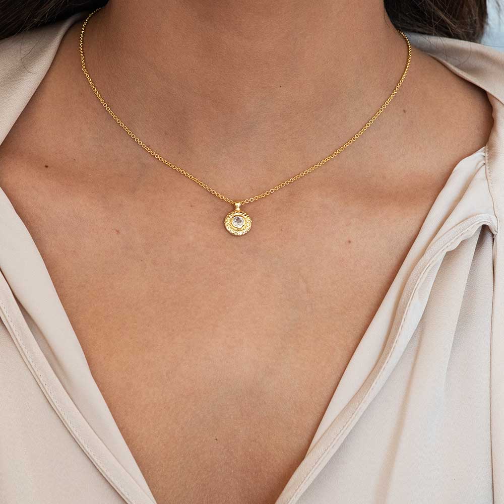 Luna Single Disc Pendant Necklace Black Onyx