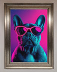 Neon French Bulldog Framed Wall Art