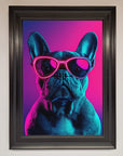 Neon French Bulldog Framed Wall Art