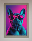 Neon French Bulldog Framed Wall Art