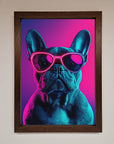 Neon French Bulldog Framed Wall Art