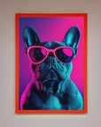 Neon French Bulldog Framed Wall Art