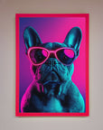 Neon French Bulldog Framed Wall Art