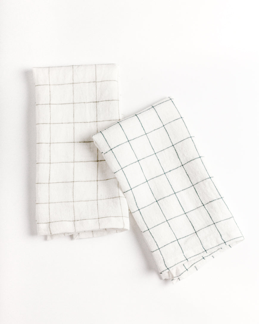 Stone Washed Linen Windowpane Napkins-0