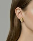 Leaf Mars Earring, Sterling Silver with Gold Plate and Fresh Water Pearls