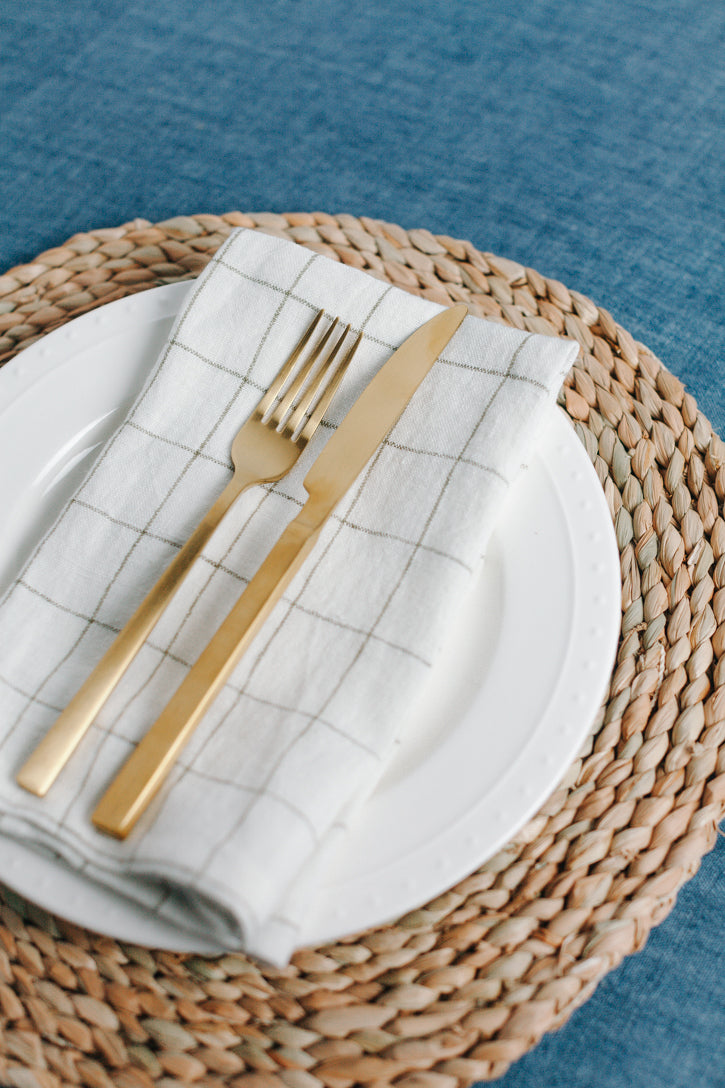 Stone Washed Linen Windowpane Napkins-1