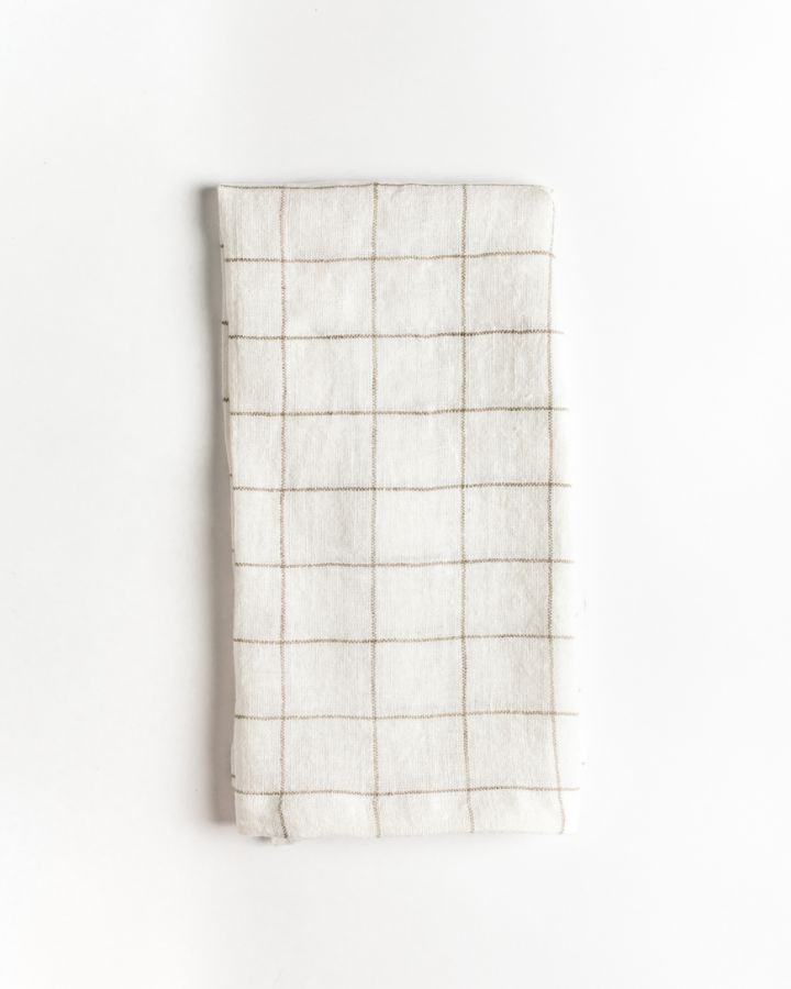 Stone Washed Linen Windowpane Napkins-5