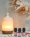 Geo Cut Glass Aroma Diffuser with Rest Calm Oil Set