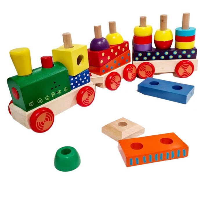 Giant Wooden Block Train with Sound Effects