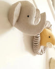 Premium mini Noahs Ark elephant head, stylish neutral nursery decor, handcrafted animal wall art, easy to hang with bamboo hook by Ella James at brixbailey.com