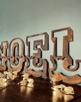 Christmas Fireplace Mantle Sign Decoration NOEL in 12 inch Tall Rustic Rusted Carnival Letters