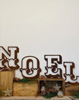Christmas Fireplace Mantle Sign Decoration NOEL in 12 inch Tall Rustic Rusted Carnival Letters