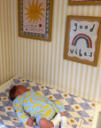 Anti-Roll Wedge Baby Changing Mat - Blue Harlequin