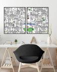 NY city posters | Set of 2 wall art prints for office decor