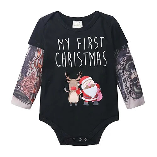 Long Sleeve Tattoo Print Romper for Baby Boys - Edgy & Comfortable Cotton Bodysuit by Baby Lamby at brixbailey.com
