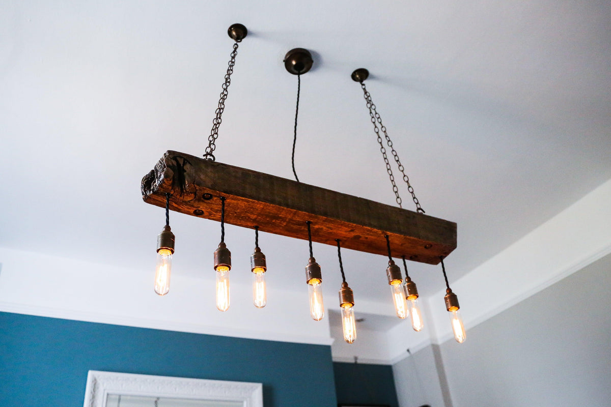 Oak Beam Chandelier | Rustic Kitchen Island &amp; Dining Lighting UK