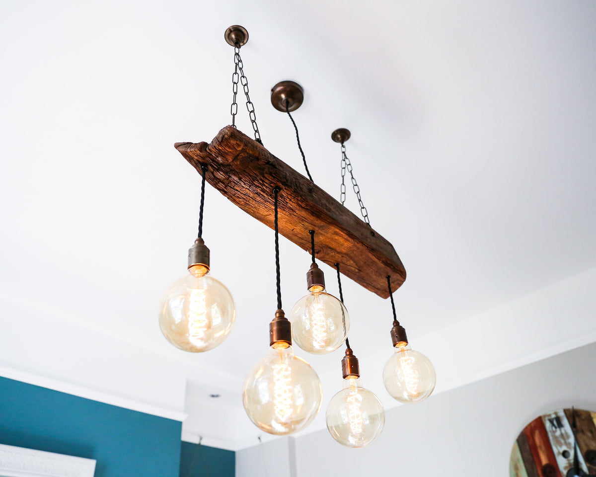 Oak Beam Chandelier | Rustic Kitchen Island &amp; Dining Lighting UK