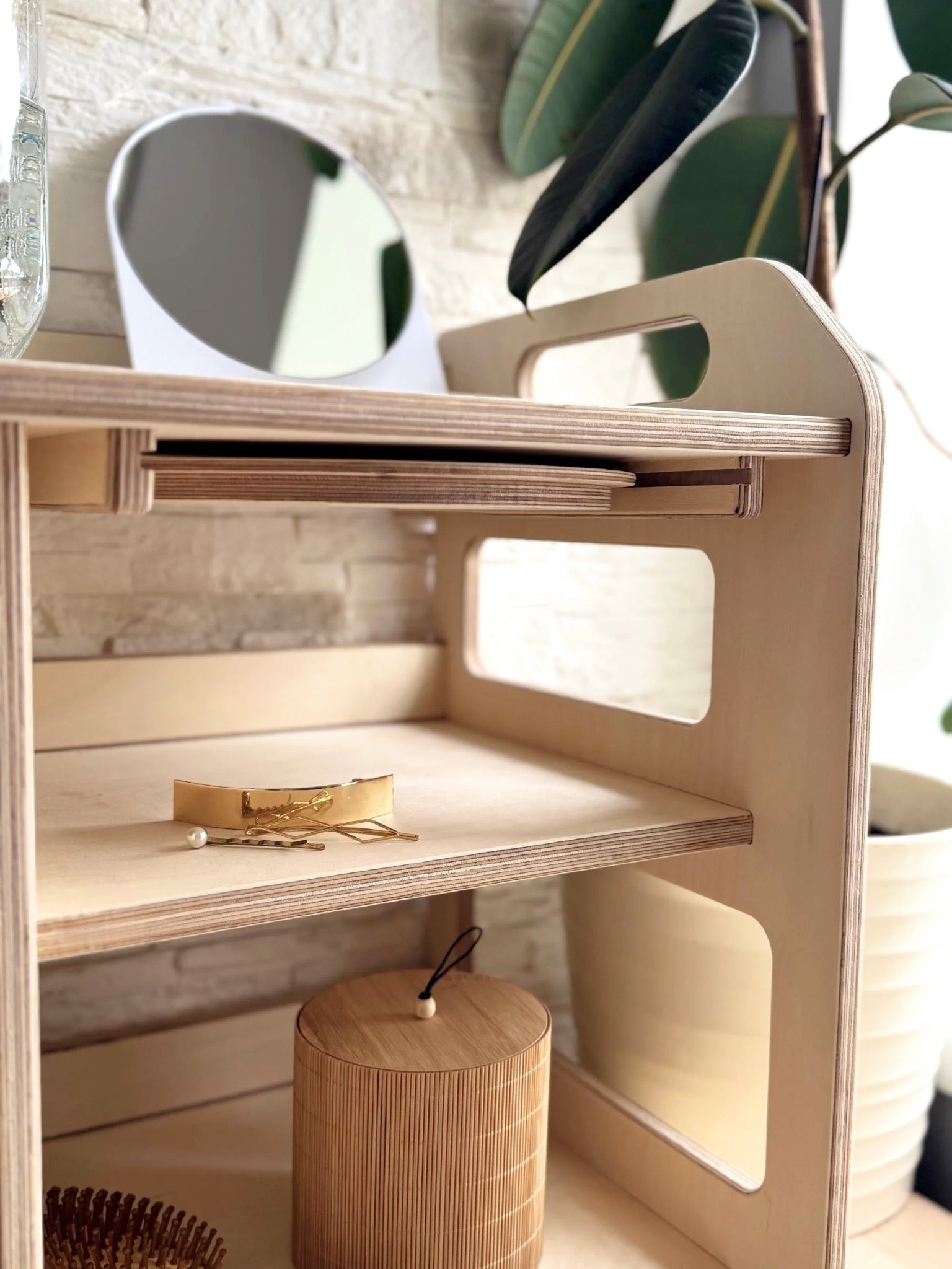 Montessori Wooden Washbasin for Toddlers with Storage