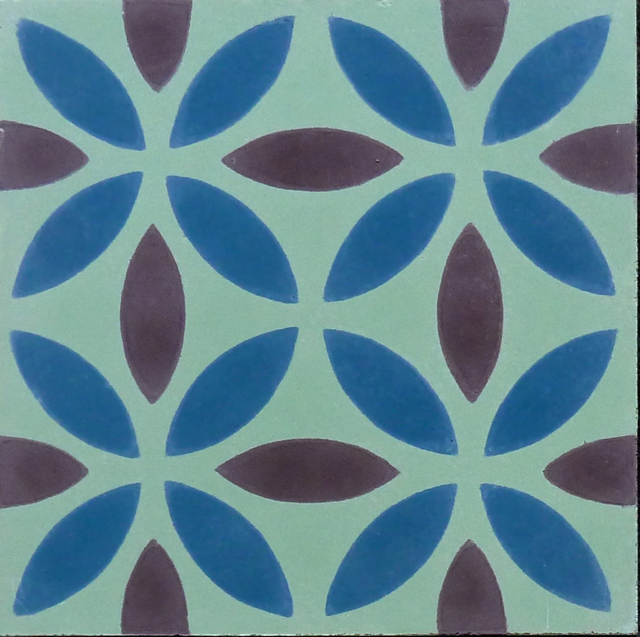 Luxury handcrafted cement tiles, premium yellow and blue mosaic pattern, stylish bathroom and kitchen floor tiles, timeless elegant design by Maria Starling Design at brixbailey.com