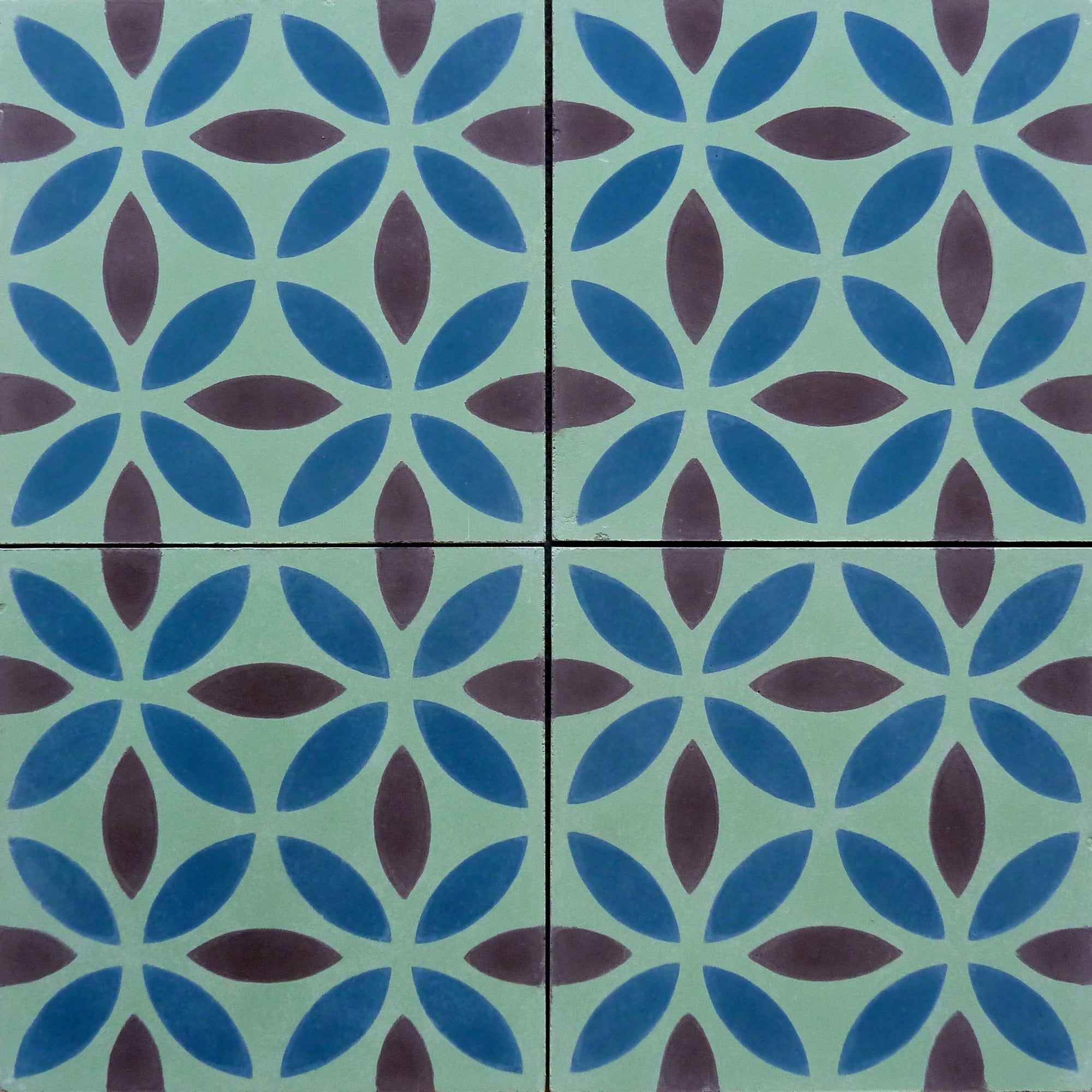 Premium Oasis cement tiles in yellow and blue, handcrafted timeless elegance for floors and walls, best-selling bathroom and kitchen tiles, needs sealing by Maria Starling Design at brixbailey.com