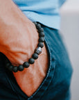Obsidian Lava Stone Bead Bracelet
