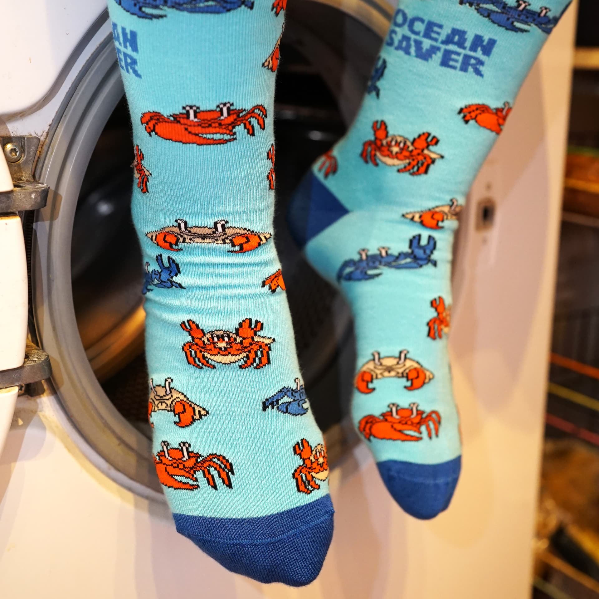 Save the Crabs Bamboo Socks in Blue