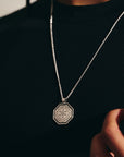 Octagon Vegvisir Viking Rune Personalised Silver Necklace