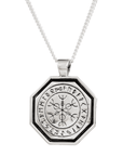 Octagon Vegvisir Viking Rune Personalised Silver Necklace