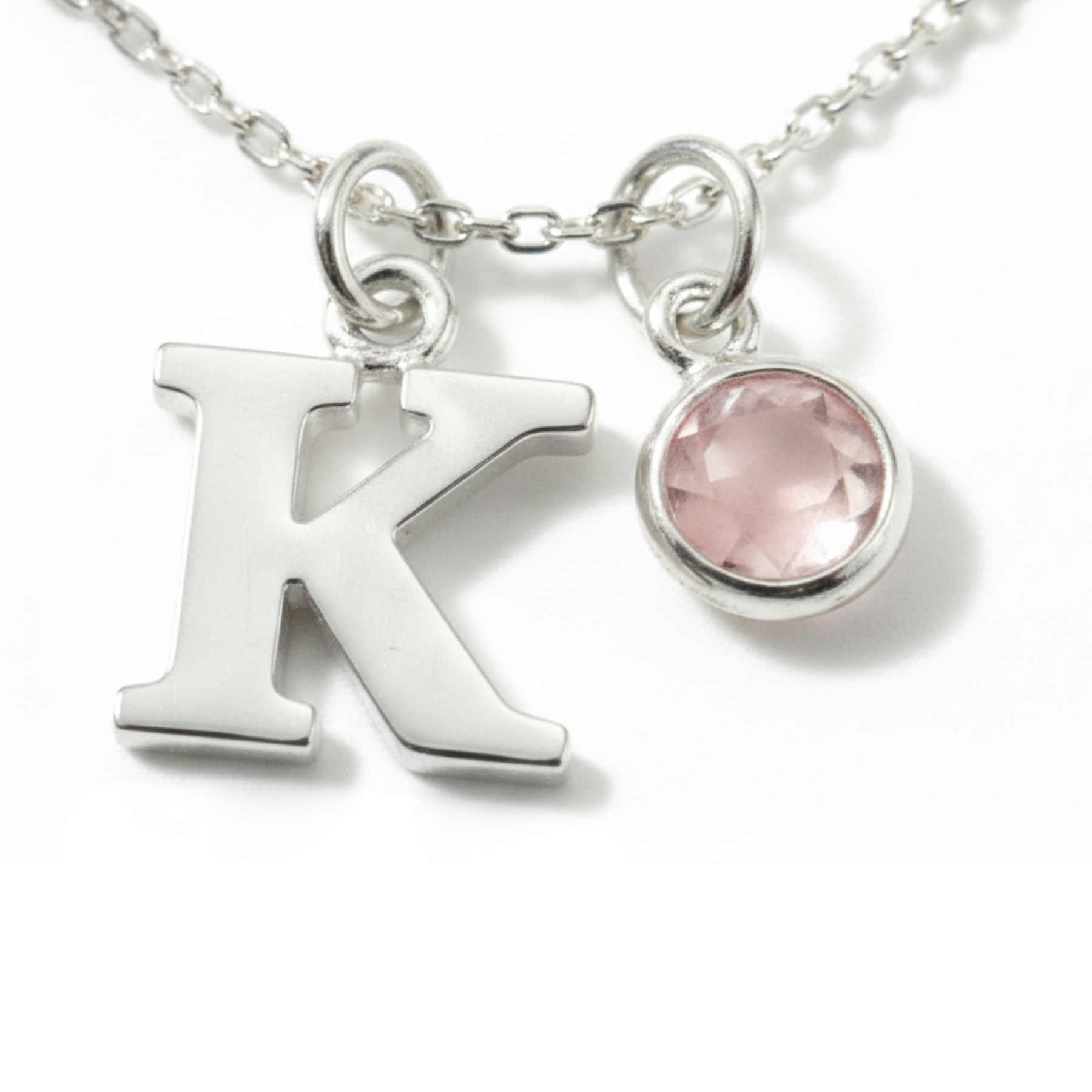 Initial &amp; October Birthstone Necklace | Personalised Rose Quartz Gift
