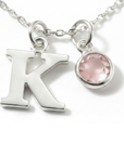 Initial & October Birthstone Necklace | Personalised Rose Quartz Gift