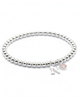 Initial & October Birthstone Bracelet | Personalised Stretch Bead Bracelet