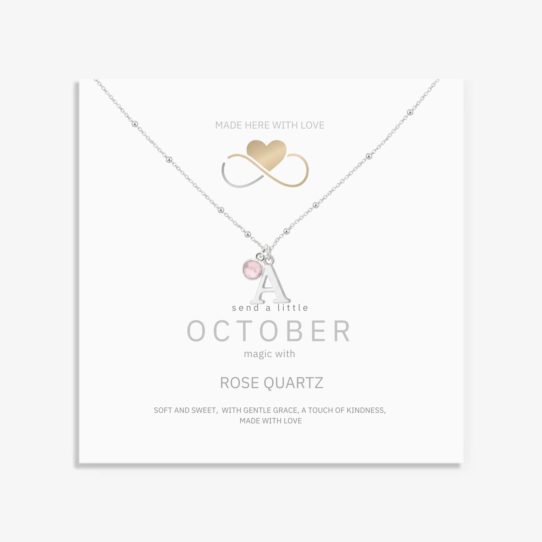 Initial &amp; October Birthstone Necklace | Personalised Rose Quartz Gift