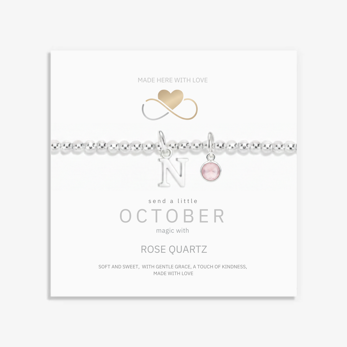 Birthstone &amp; Initial Letter Personalised Charm Bracelet