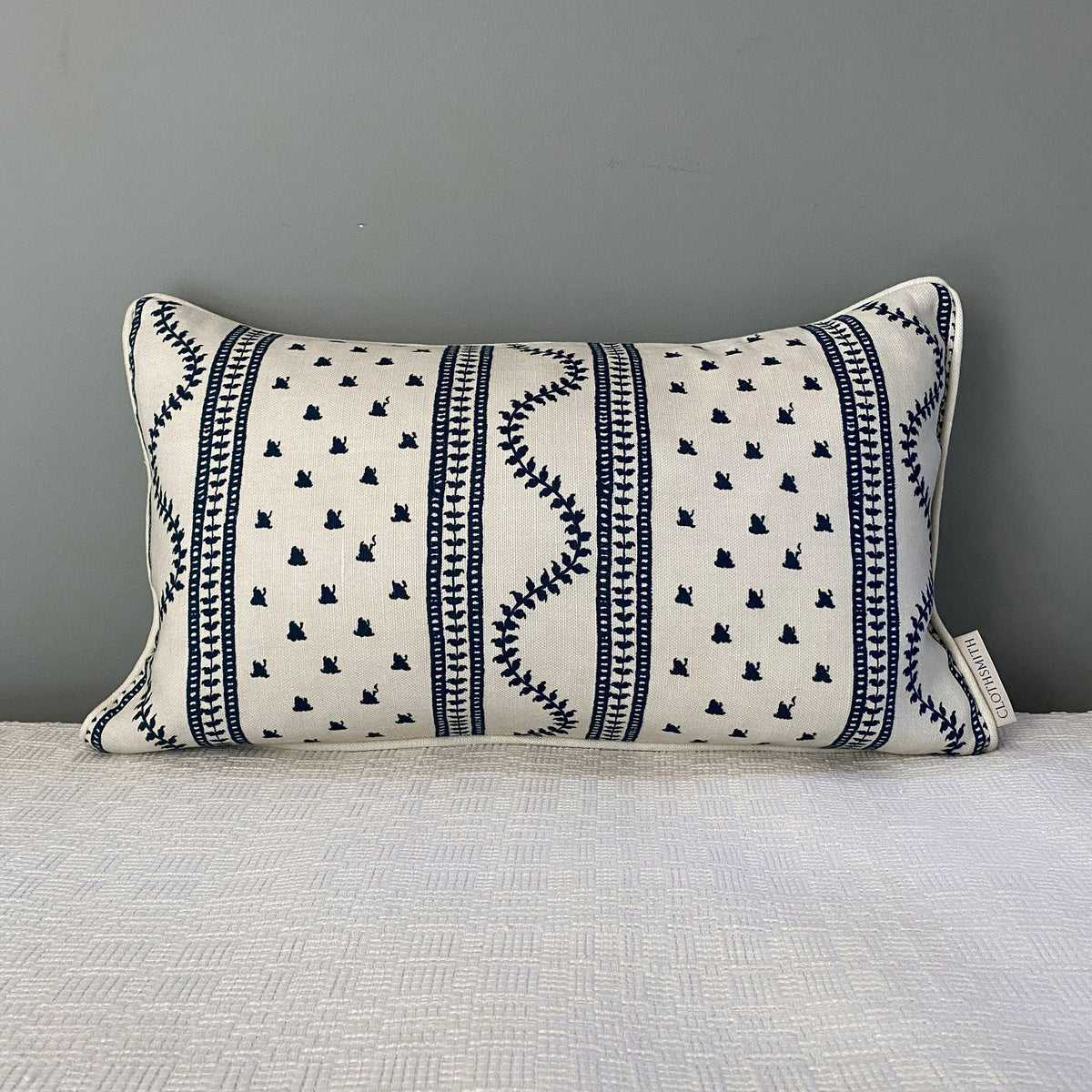 Odette Rectangular Cushion - Cream &amp; Indigo
