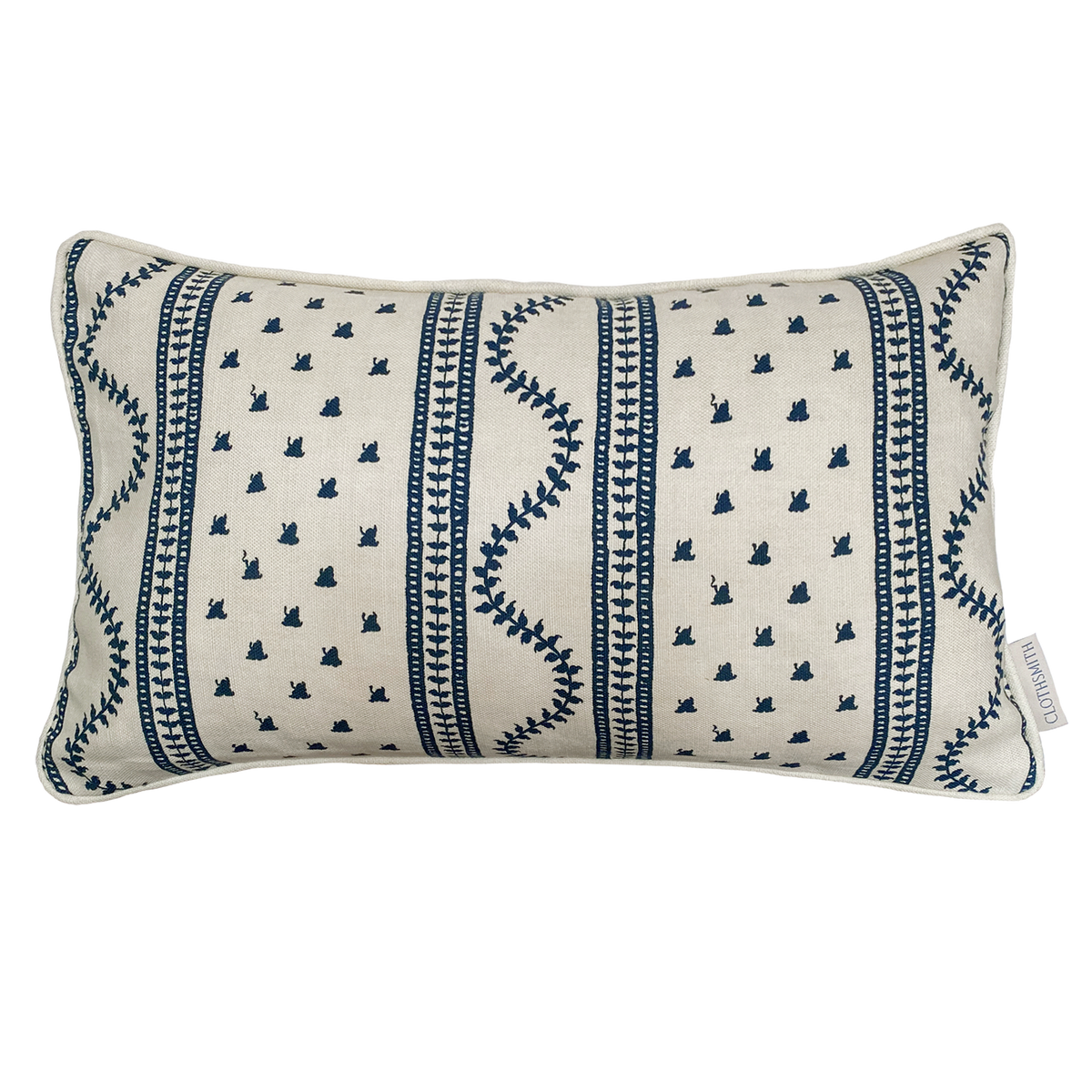 Odette Rectangular Cushion - Cream &amp; Indigo