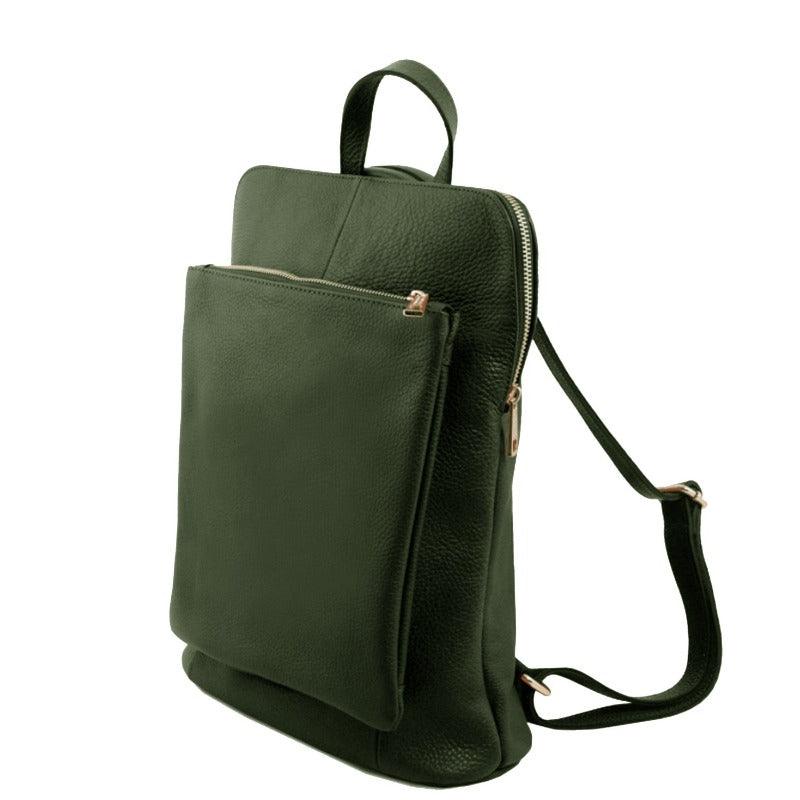 Olive Pebbled Leather Backpack – Elegant &amp; Multi-Functional by Sostter at brixbailey.com